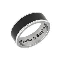 Engraved Stainless Steel Black Men Ring product photo