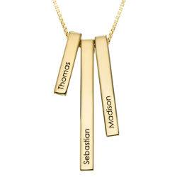 Engraved Triple 3D Vertical Bar Necklace in Gold Plating product photo