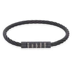 Tvinnat kabel kedje med namnberlocker i rostfritt svart stål produktbilder