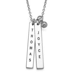 Engraved Vertical Bar Necklace in Sterling Silver product photo