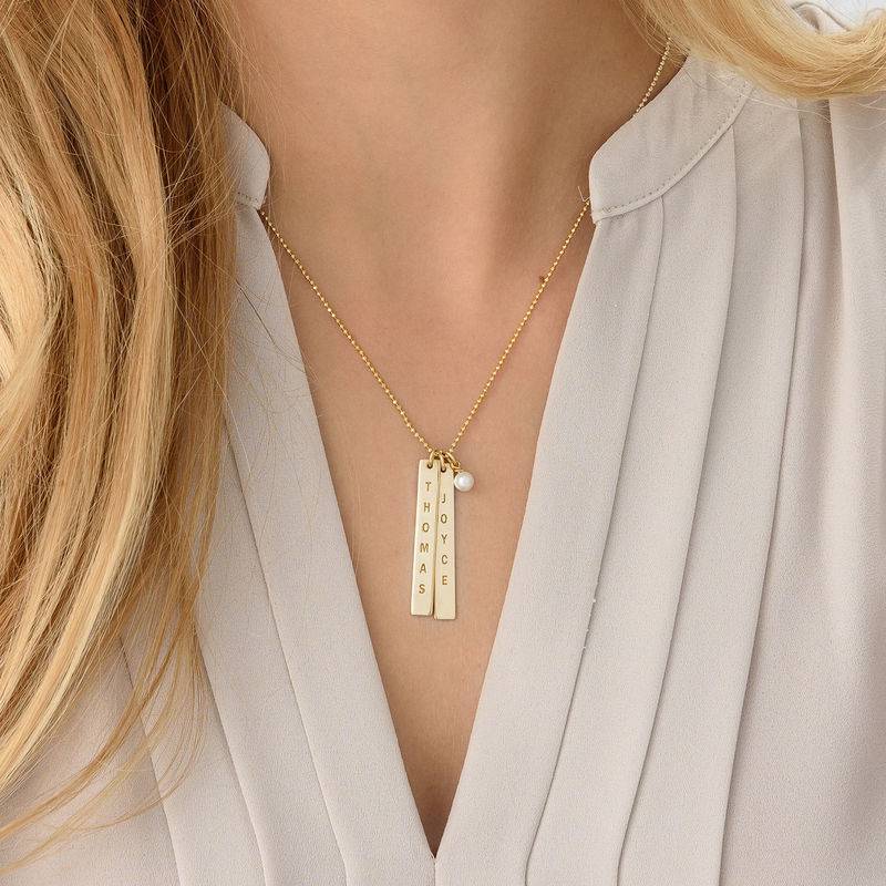 Engraved Vertical Bar Necklace with 18K Gold Plating