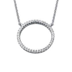 Eternity Circle Necklace with 16'' chain in Silver & Cubic Zirconia