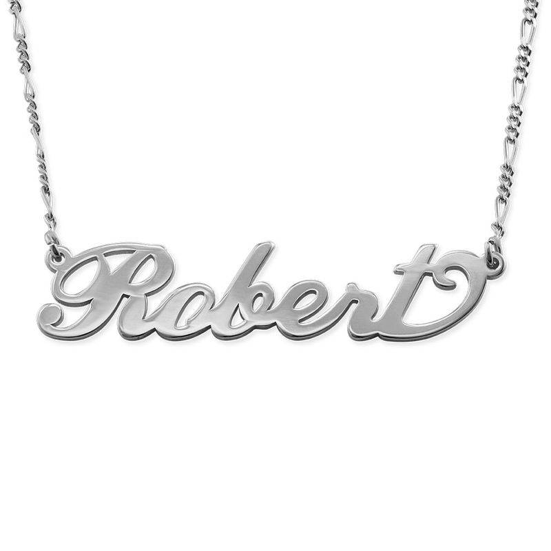 Extra Thick Name Necklace With Cuban Chain for Men in Silver