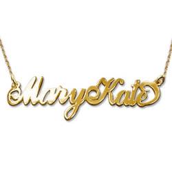 Double Thickness Two Capital Letters 14k Gold Carrie-Style Name Necklace product photo