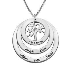 Rundt familie smykke med livets træ i sølv produkt billede