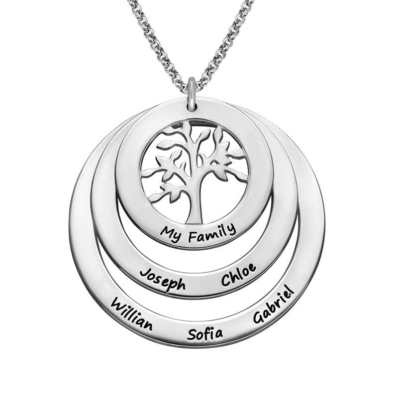 Family Circle Necklace with Hanging Family Tree in Sterling Silver product photo