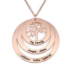 Rundt familie smykke med livets træ I rosaforgyldt sølv produkt billede