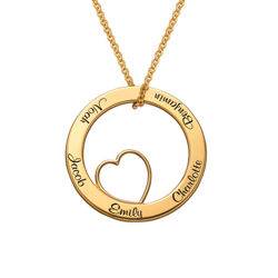 Ingraveret familie halskæde med hjerte i 18karat guld Vermeil produkt billede