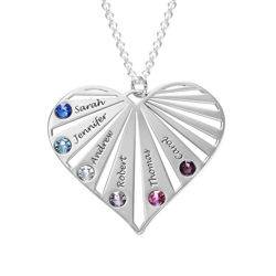 Family Necklace with Birthstones in Sterling Silver product photo