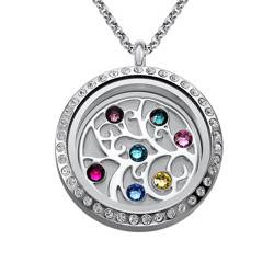 Family Tree Floating Locket with Birthstones product photo