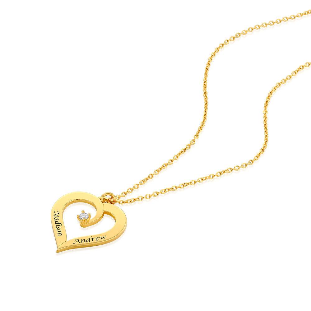 Herz-Halskette mit Diamanten in Goldplattierung