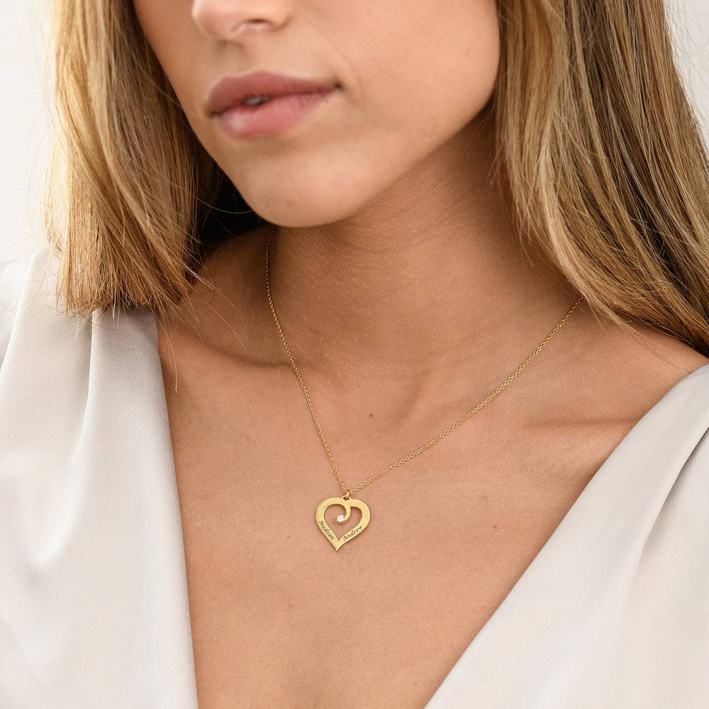 Herz-Halskette mit Diamanten in Goldplattierung