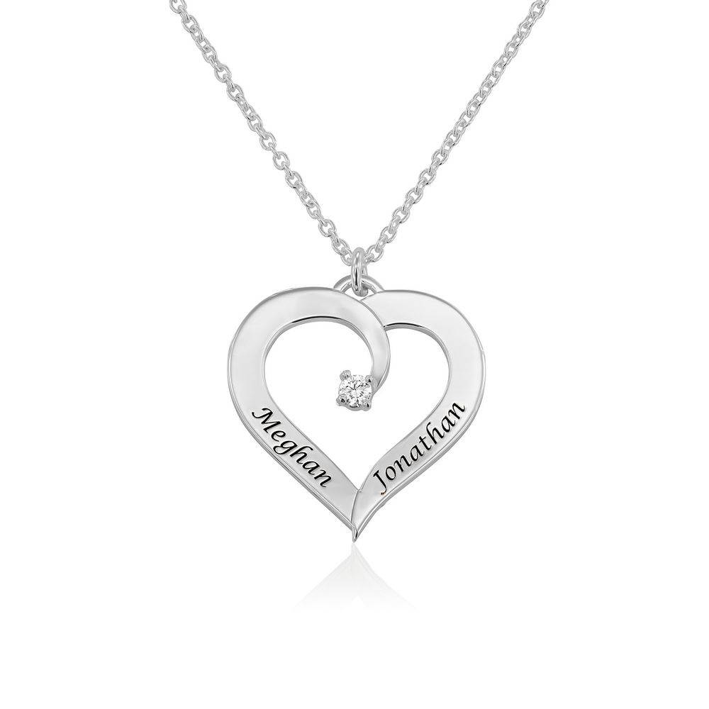 Herz-Halskette mit Diamanten aus Sterling Silber