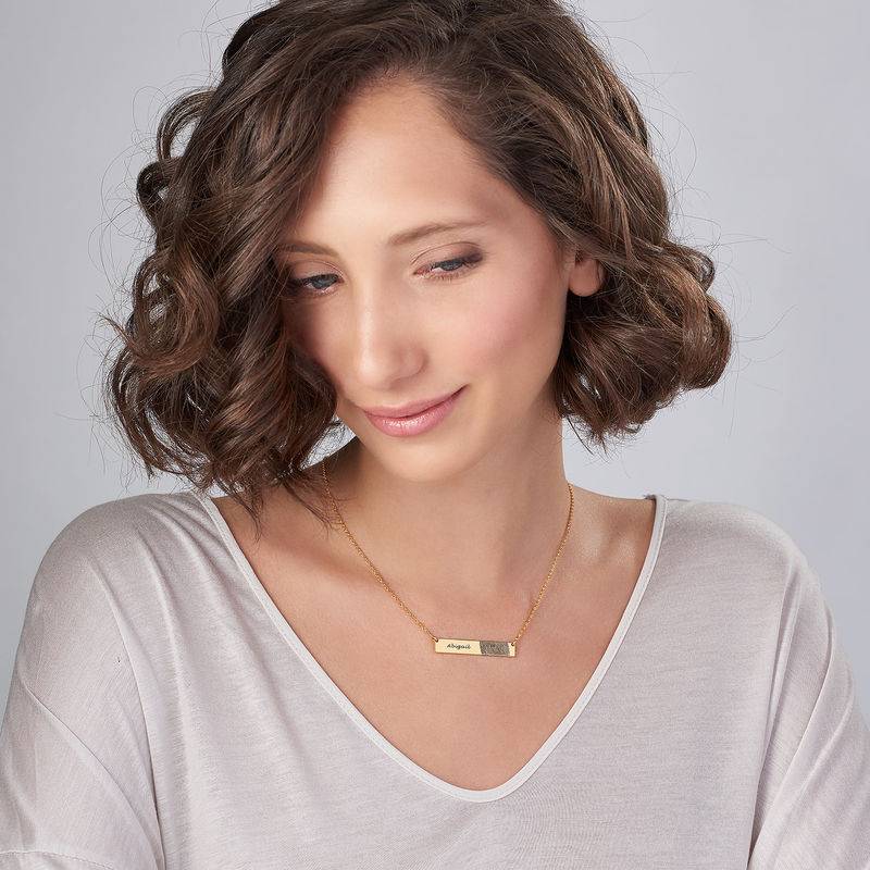 Fingerprint Bar Necklace with 18ct Gold plating-3 product photo
