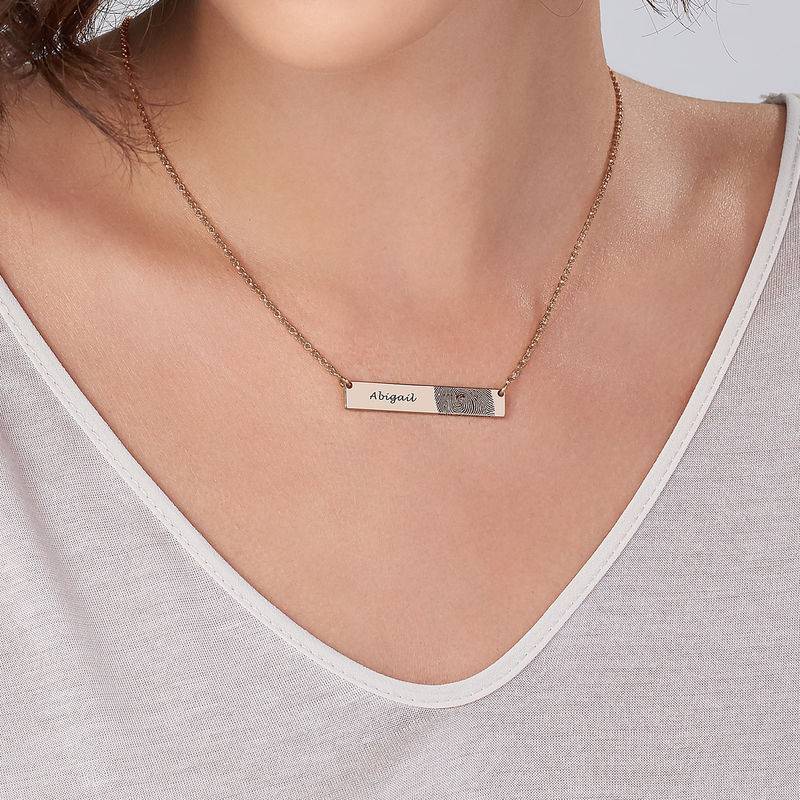 Fingerprint Bar Necklace with 18ct Rose Gold plating-2 product photo