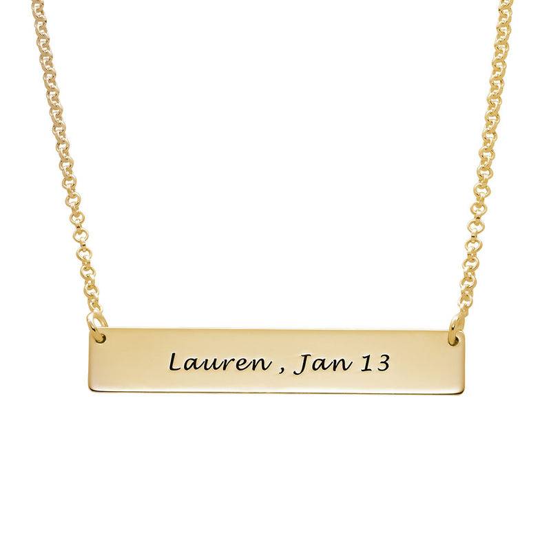 Fingerprint Bar Necklace with Back Engraving in 18ct Gold Plating-1 product photo
