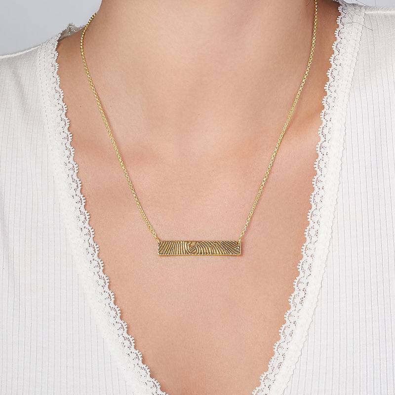 Fingerprint Bar Necklace with Back Engraving in 18ct Gold Plating-3 product photo