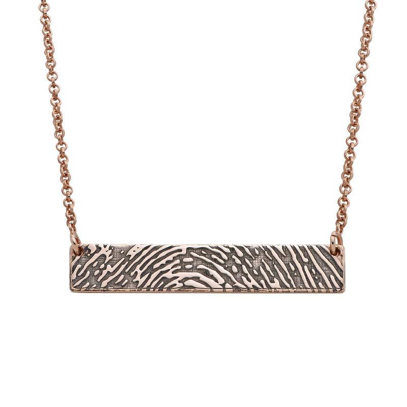 Fingerprint Bar Necklace with Back Engraving in 18ct Rose Gold Plating-2 product photo