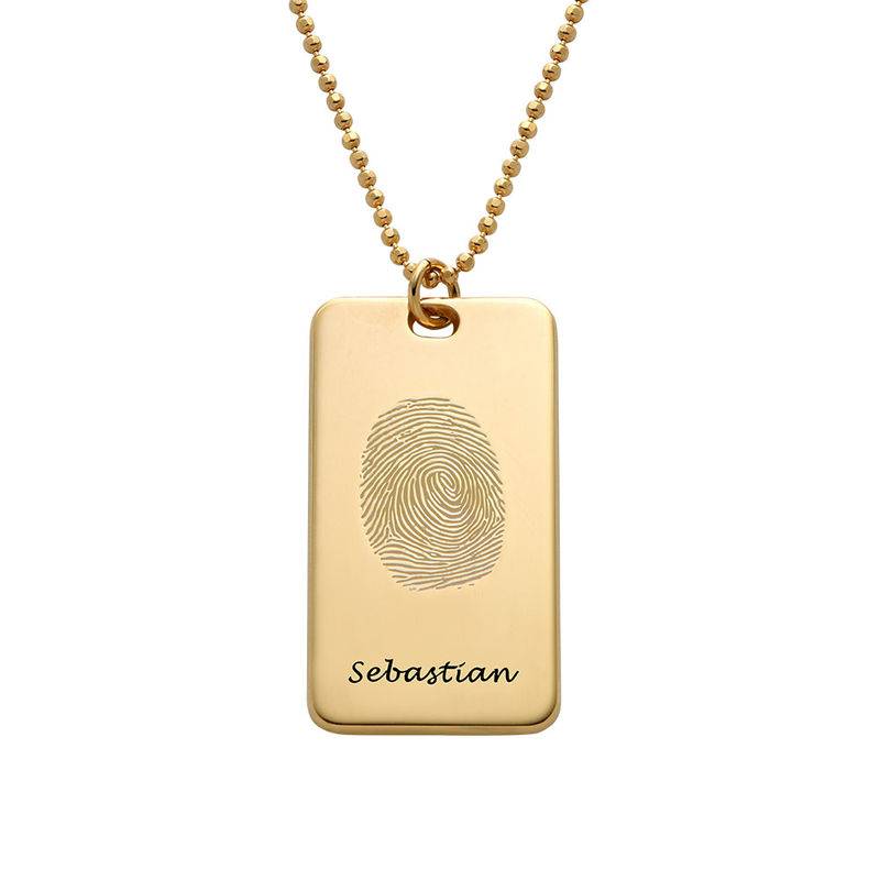 Fingerprint Dog Tag Necklace with 18ct Gold plating-1 product photo