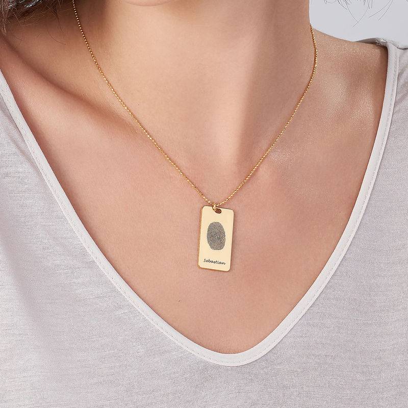 Fingerprint Dog Tag Necklace with 18ct Gold plating-3 product photo