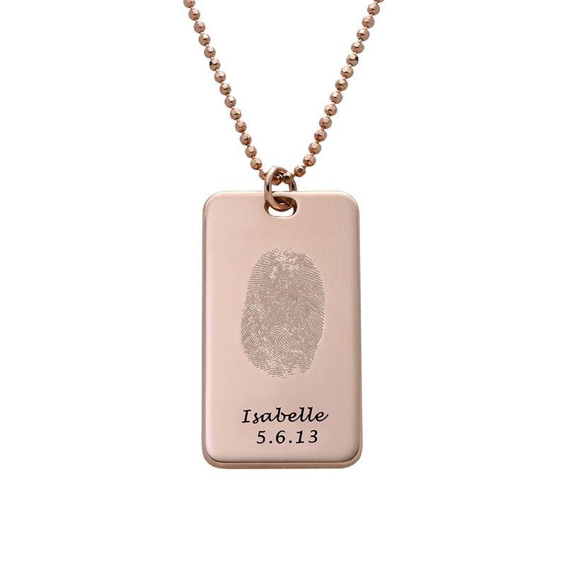 Fingerprint Dog Tag Necklace with 18ct Rose Gold plating-3 product photo