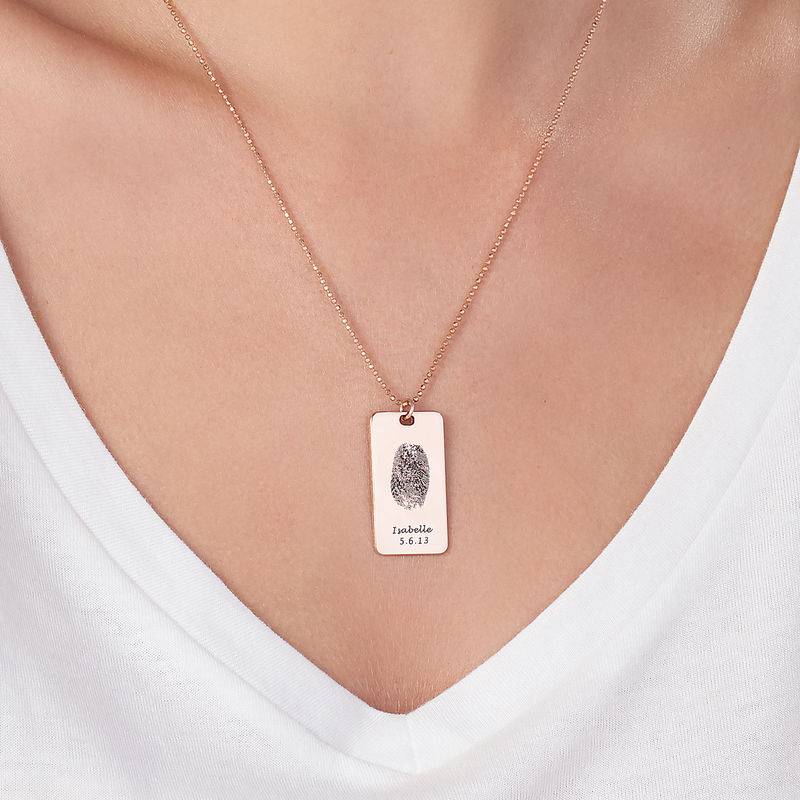 Fingerprint Dog Tag Necklace with 18ct Rose Gold plating-1 product photo