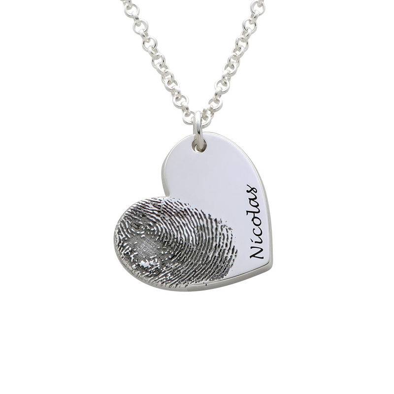 Fingerprint Heart Necklace in Sterling Silver-1 product photo