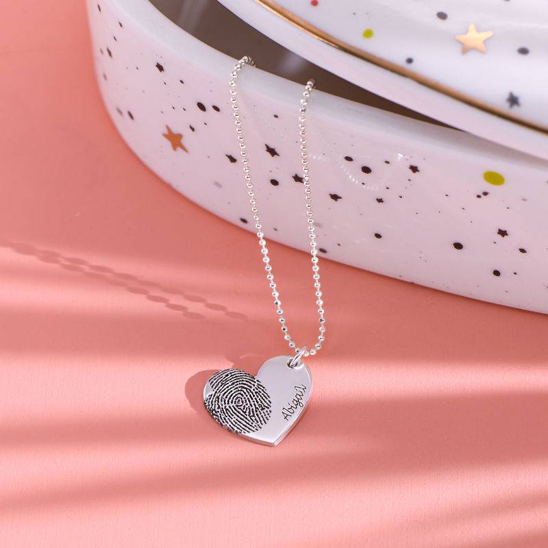 Fingerprint Heart Necklace in Sterling Silver-2 product photo