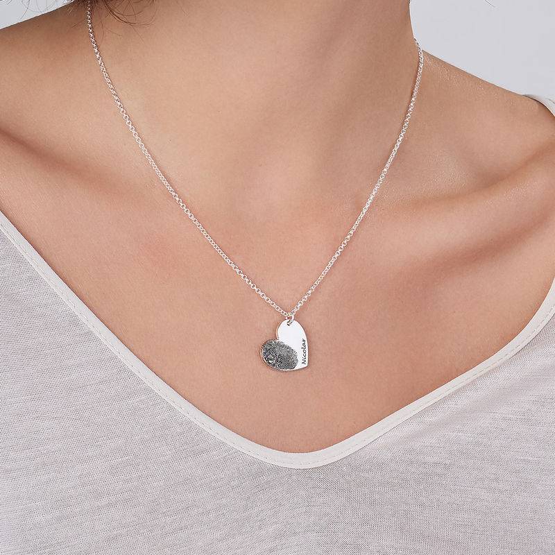 Fingerprint Heart Necklace in Sterling Silver-3 product photo