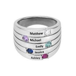 Five Stone Mothers Ring in Silver - Large Size product photo