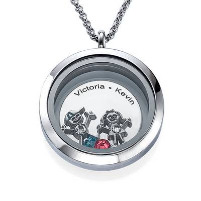 Floating Locket for Mom with Children Charms