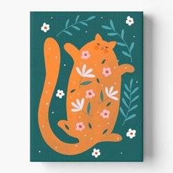 Floral Cat Canvas Wall Art product photo