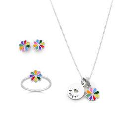 Flower Jewelry Set for Girls in Sterling Silver product photo