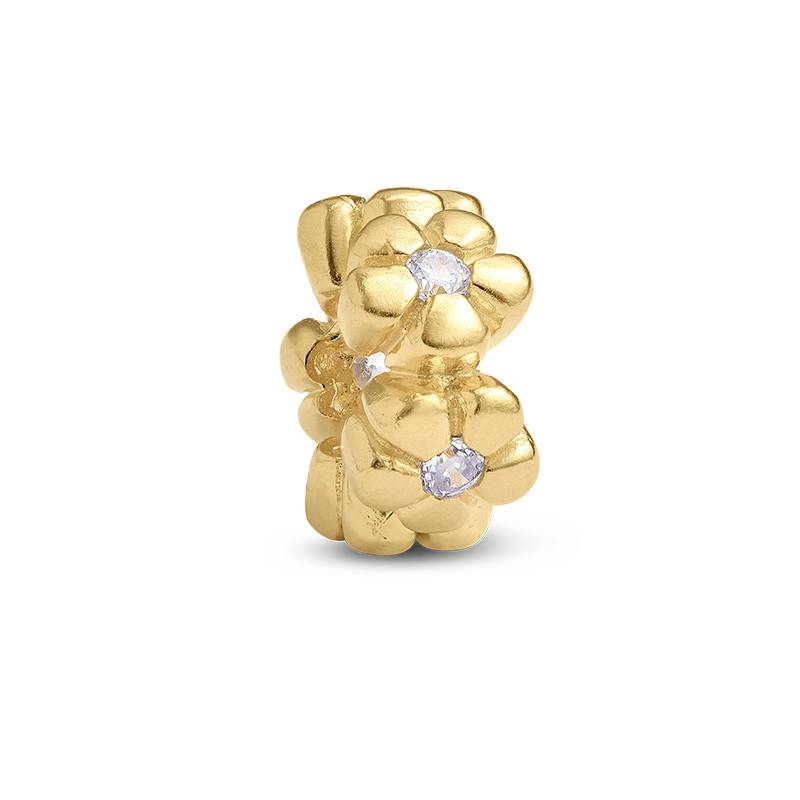 Flowers Silver Gold Plated Bead with Cubic Zirconia product photo