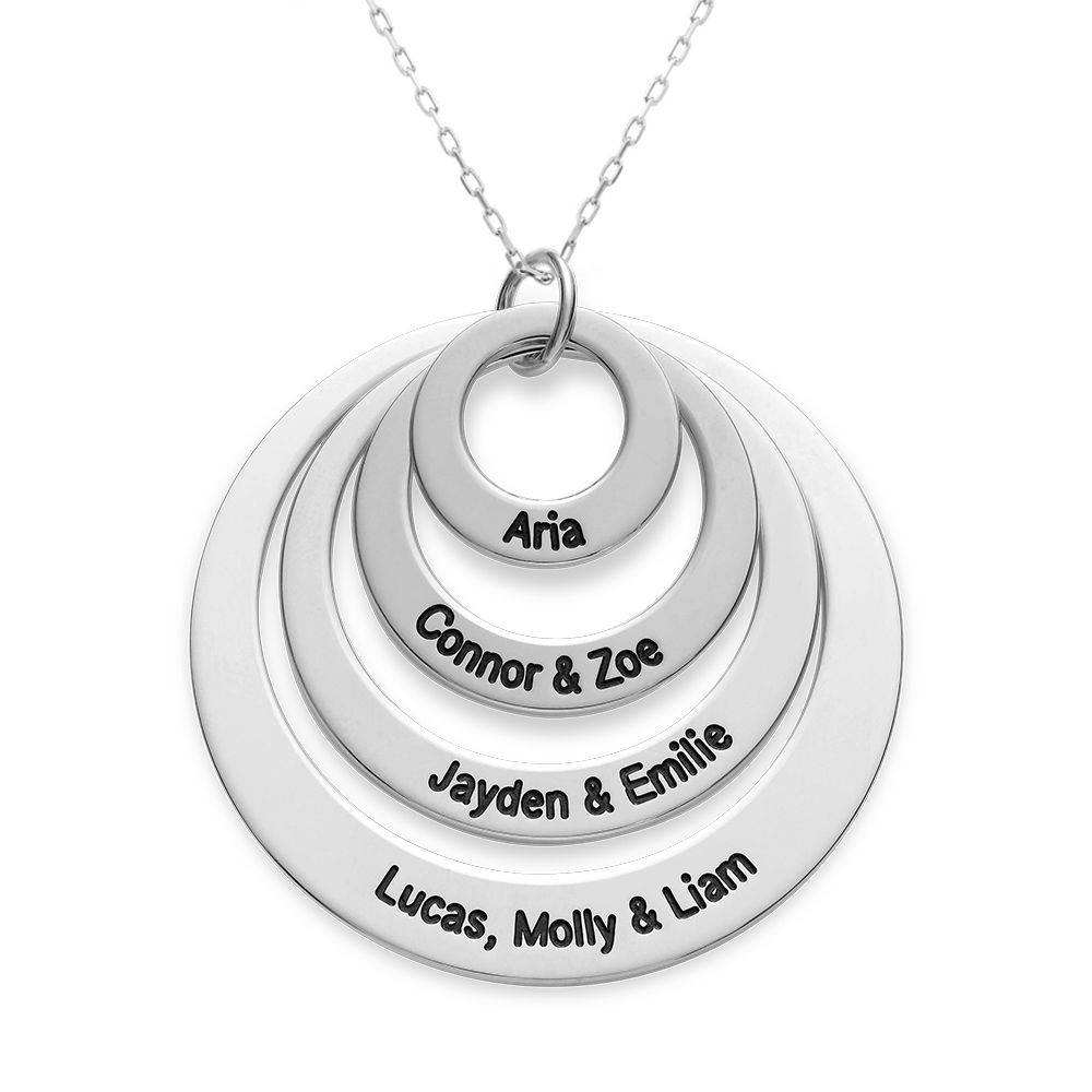 Four Open Circles Necklace with Engraving in 10ct White Gold product photo