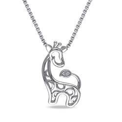 Giraffe Necklace in Sterling Silver with Diamonds product photo