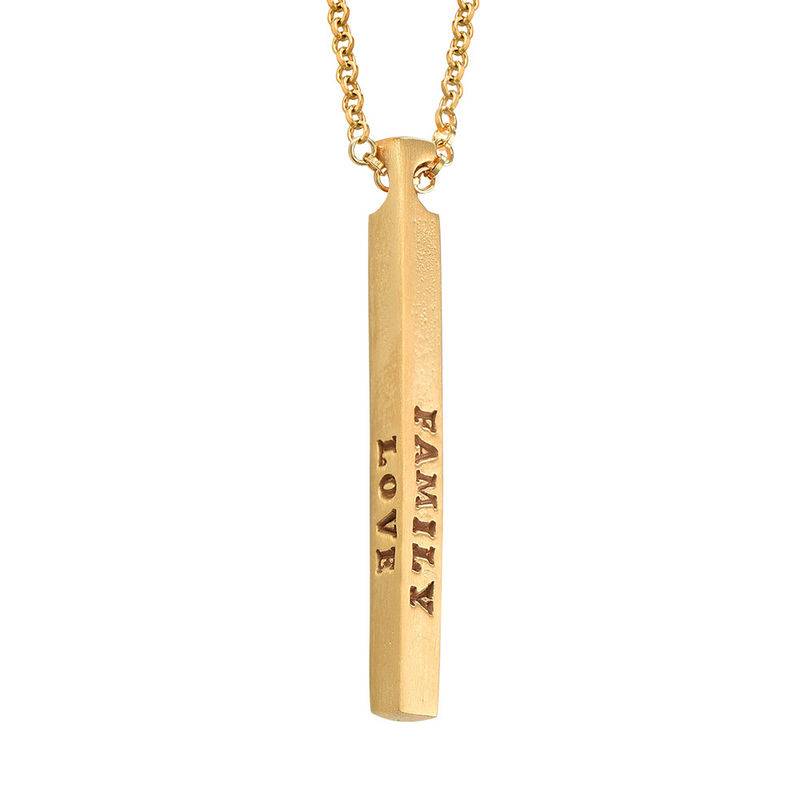 Gold Plated 4 Sides Stamped Bar Necklace-7 product photo