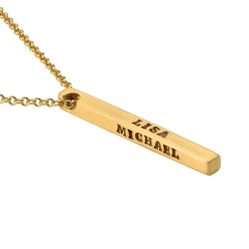 Gold Plated 4 Sides Stamped Bar Necklace-5 product photo