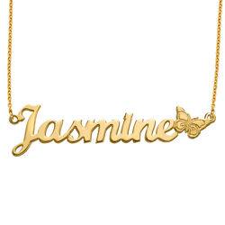 Gold Plated Butterfly Name Necklace product photo
