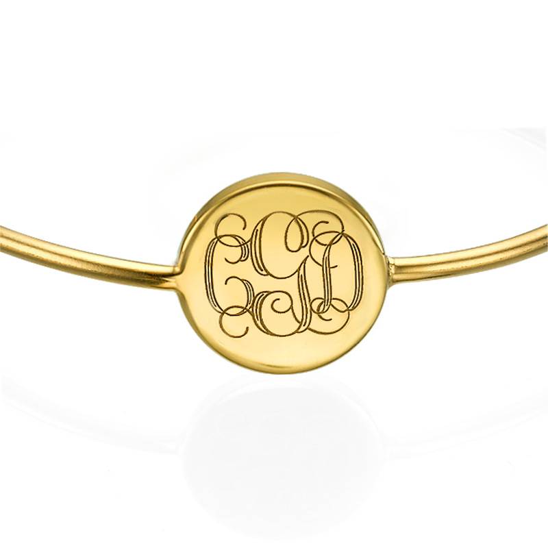 Gold Plated Round Monogram Bangle Bracelet