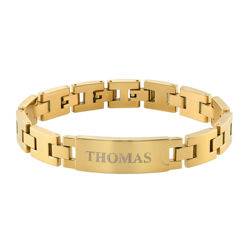 Gold Plated Stainless Steel Men's Bracelet with Engraving product photo