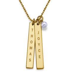 Gold Vermeil Bars of Love Necklace with a pearl product photo