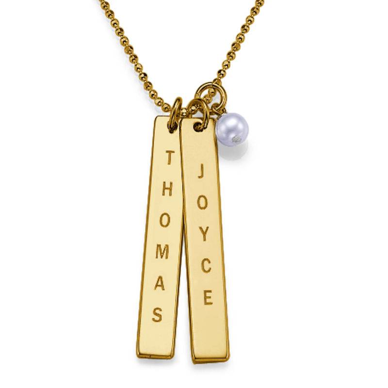 Gold Vermeil Bars of Love Necklace with a pearl