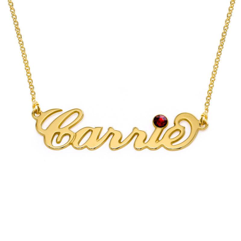 "Carrie" Namenskette mit Geburtsstein in Gold Vermeil