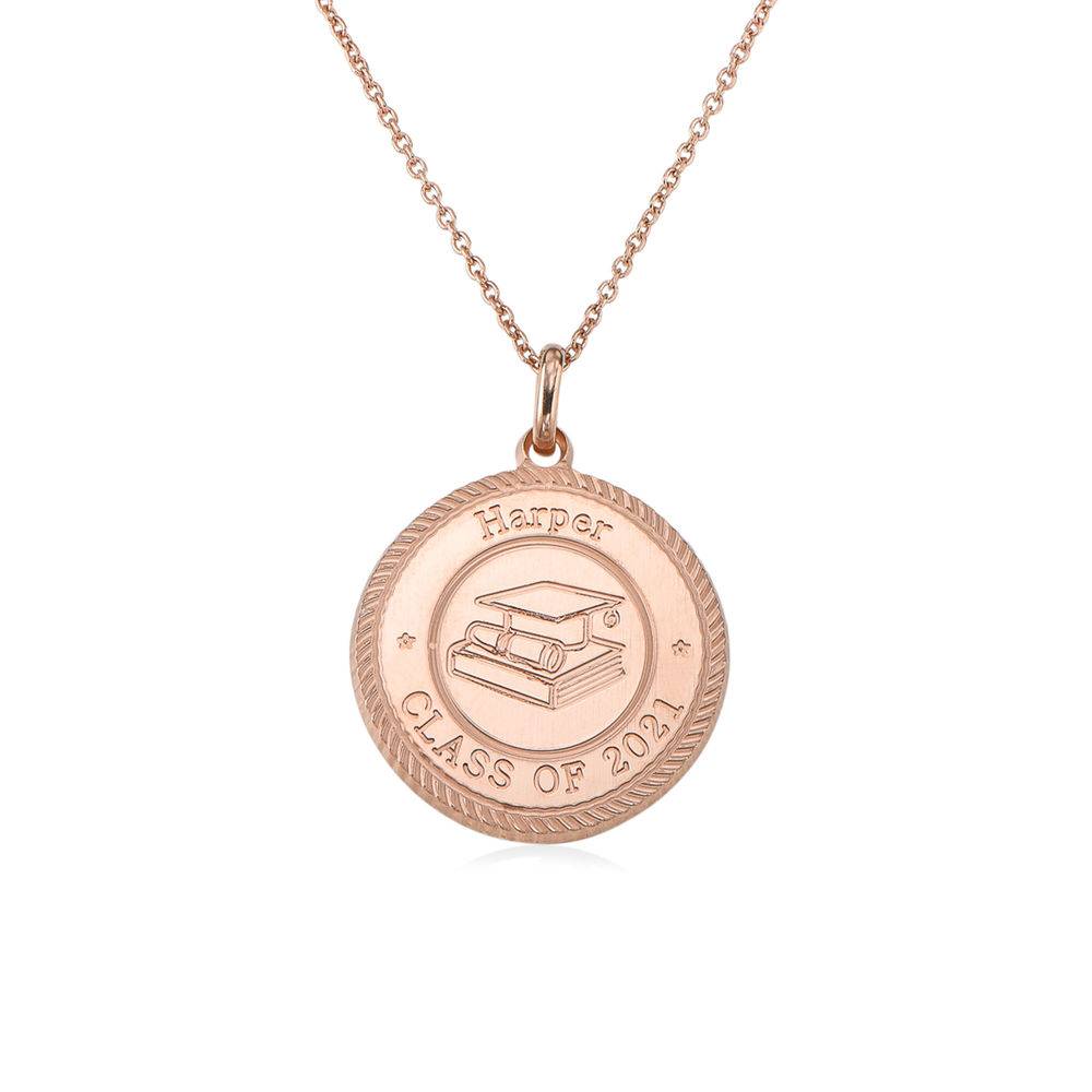 Graduation Cap Personalized Necklace in Rose Gold Plating