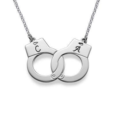 Sterling Silver Handcuff Initial Necklace product photo