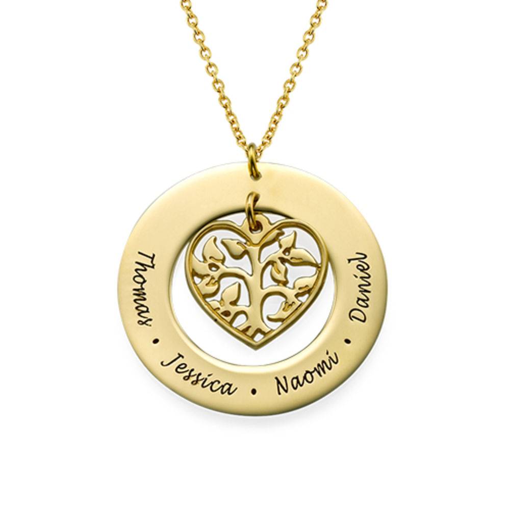 Heart Family Tree Necklace with Gold Plating