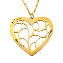 Collar Árbol de la Vida en forma de Corazón en Chapado de Oro 18k foto de producto