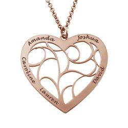 Collar Árbol de la Vida en forma de Corazón en Chapado de Oro Rosa 18k foto de producto