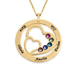 Heart in Heart Birthstone Necklace - 10ct Yellow Gold product photo